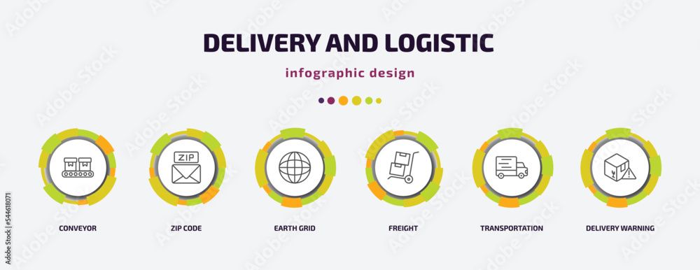 Poster delivery and logistic infographic template with icons and 6 step or option. delivery and logistic ic