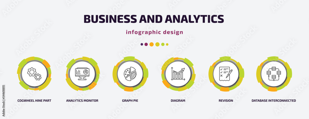 Poster business and analytics infographic template with icons and 6 step or option. business and analytics 