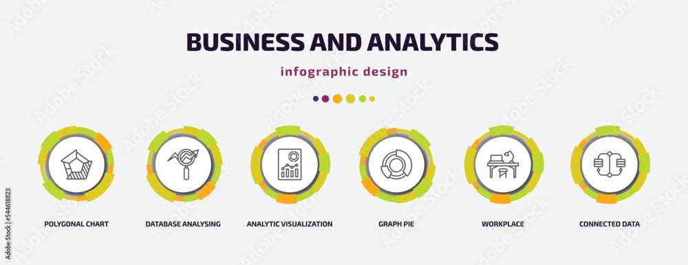 Poster business and analytics infographic template with icons and 6 step or option. business and analytics 