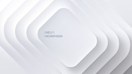 Neumorphic bright design. Rectangular shapes with rounded corners. Elegant abstract background with copy space for banner, poster, presentation. Light, soft, clear and simple vector illustration.