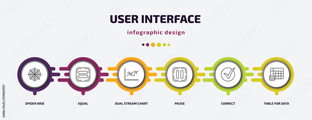 Poster user interface infographic template with icons and 6 step or option. user interface icons such as sp