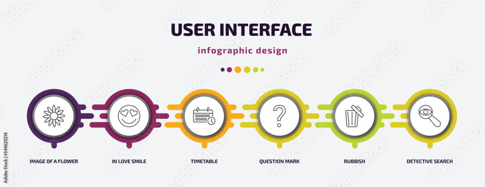 Poster user interface infographic template with icons and 6 step or option. user interface icons such as im