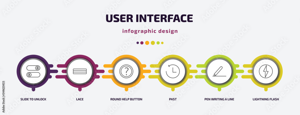 Poster user interface infographic template with icons and 6 step or option. user interface icons such as sl