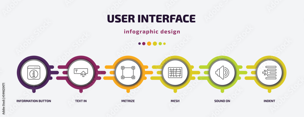 Poster user interface infographic template with icons and 6 step or option. user interface icons such as in