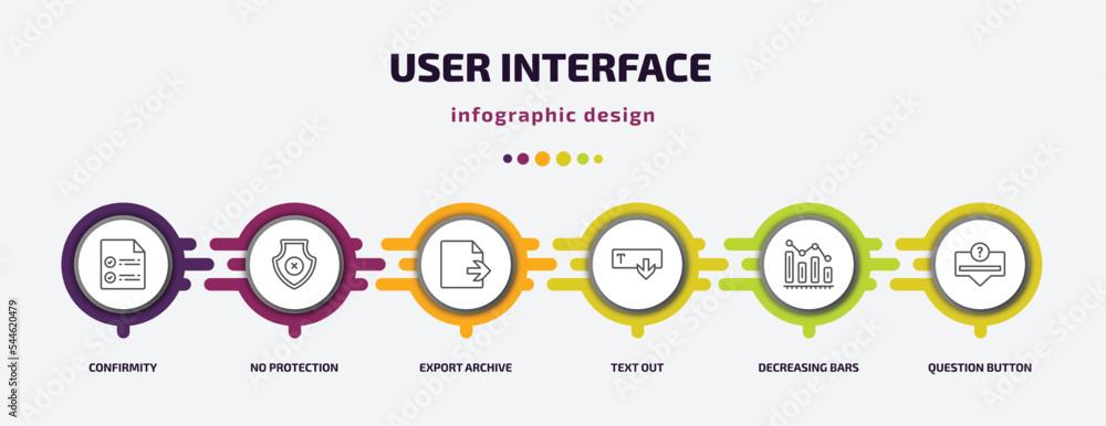 Poster user interface infographic template with icons and 6 step or option. user interface icons such as co