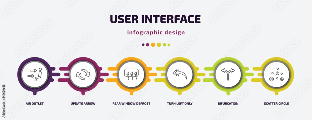 Poster user interface infographic template with icons and 6 step or option. user interface icons such as ai