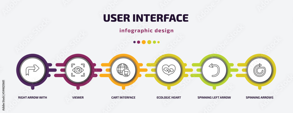 Poster user interface infographic template with icons and 6 step or option. user interface icons such as ri