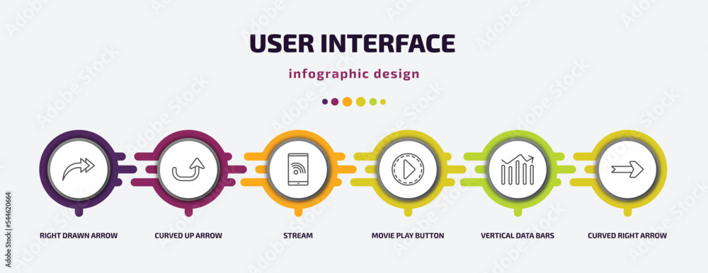 Poster user interface infographic template with icons and 6 step or option. user interface icons such as ri