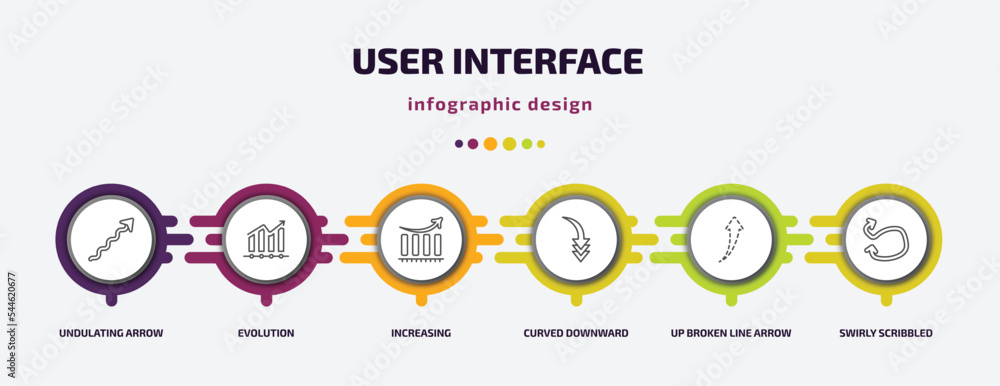 Poster user interface infographic template with icons and 6 step or option. user interface icons such as un
