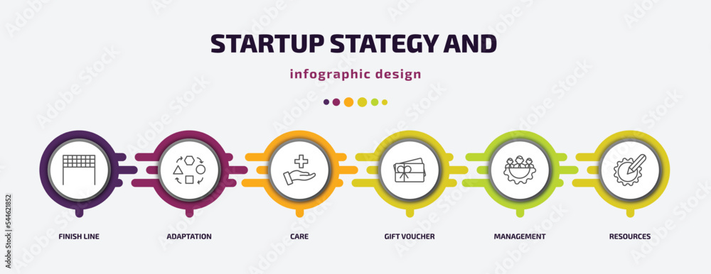 Poster startup stategy and infographic template with icons and 6 step or option. startup stategy and icons 