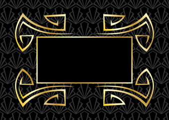 Frame with Art Deco ornament. Abstract element in vintage retro style.