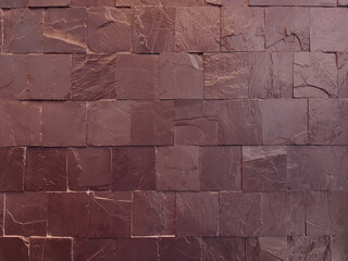 Obraz premium Red stone wall texture (Granite, marble). Cut into squares and arrange them together. With copy space.