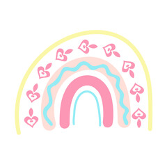 Pastel boho rainbow. Scandinavian print for baby shower, nursery, playroom, birthday, children's party and other.