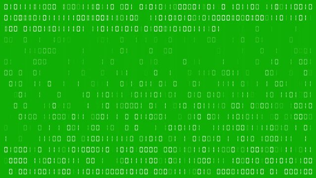 Binary code process motion graphics with green screen background