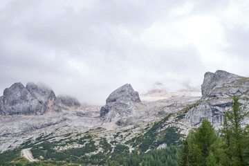 Marmolada, Italian Alps. Amazing summer landscape of Dolomite Mountain Peaks
