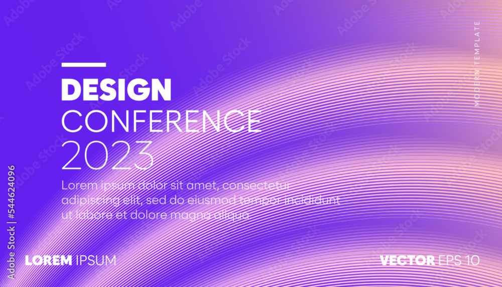 Poster abstract glowing business conference design template with gradient color lines. minimal flyer layout