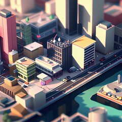 isometric diorama city