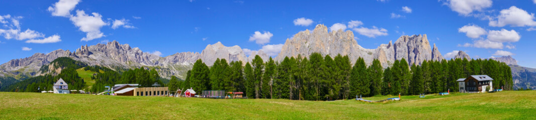 Fototapeta na wymiar Panoramas of the Alpe Ciampedie, Vigo di Fassa, Val di Fassa, Trento, Trentino Alto Adige, Italy