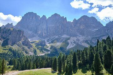 Panoramas of the Alpe Ciampedie, Vigo di Fassa, Val di Fassa, Trento, Trentino Alto Adige, Italy - obrazy, fototapety, plakaty