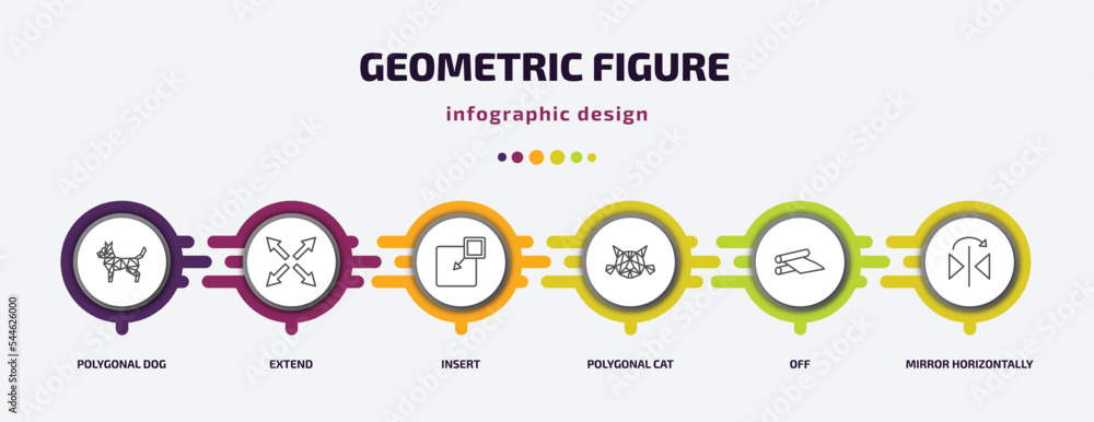 Poster geometric figure infographic template with icons and 6 step or option. geometric figure icons such a