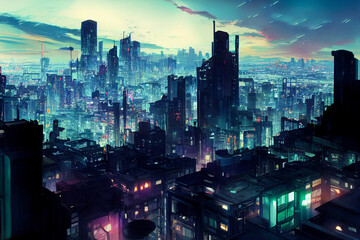  Rooftop View of a Neon Cyberpunk City 16