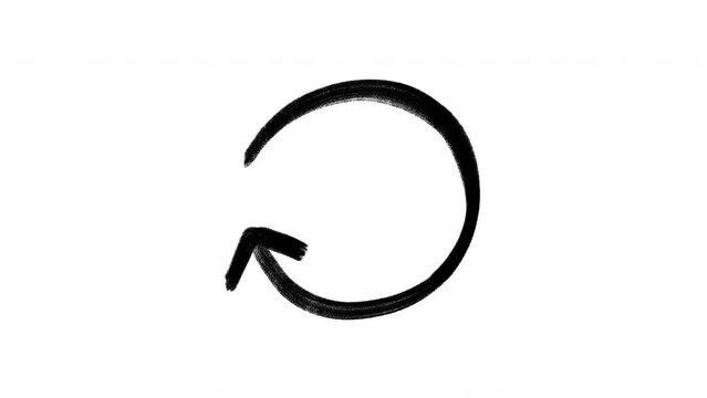 Doodle loading arrow circle, loopable hand drawn animation on a white background