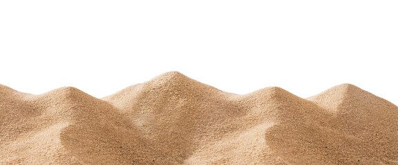 Fototapeta na wymiar Close up pile sand dune isolated on white background