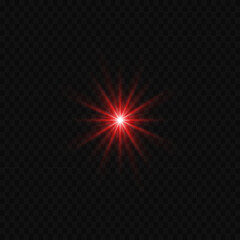 Red glowing circle of light burst, star, explosion on a transparent background.