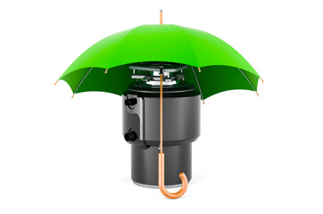 Garbage disposal unit under umbrella, 3D rendering