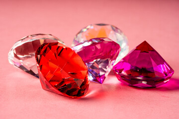 Lots of Red Rose Large Diamonds with Yellow and Pink background Shinny Jewelry