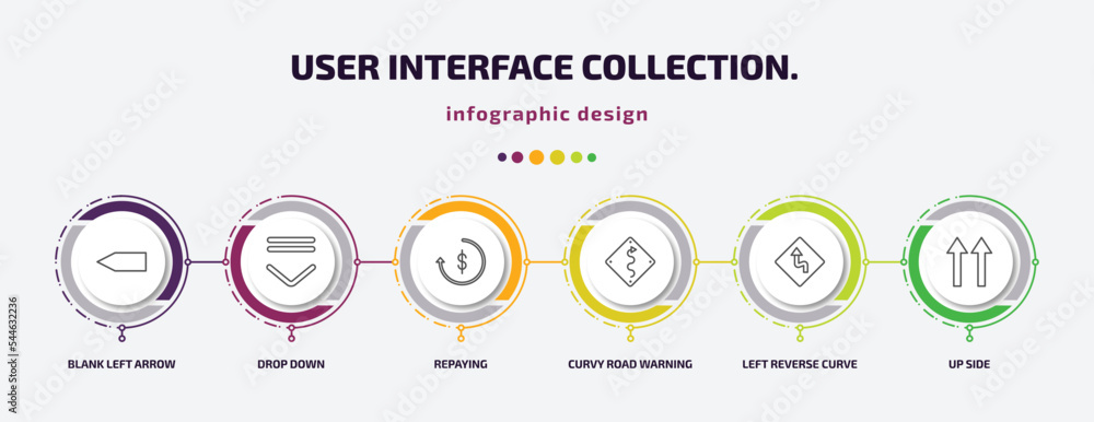 Poster user interface collection. infographic template with icons and 6 step or option. user interface coll
