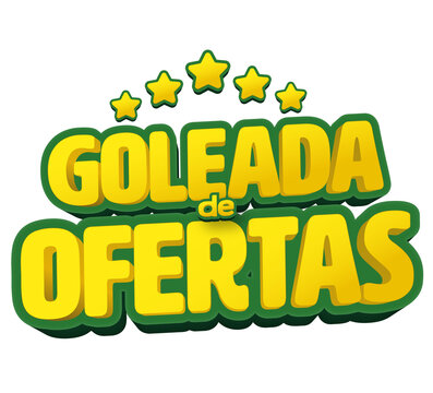 Goleada de Ofertas estilo 3d com fundo transparente vetor copa do mundo 2022 Brasil rumo ao hexa para campanhas e promo&ccedil;&otilde;es.