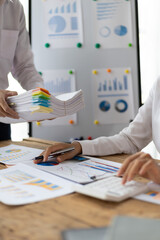 Adviser meeting to discuss business strategies and analyze marketing planning, investment analysis....