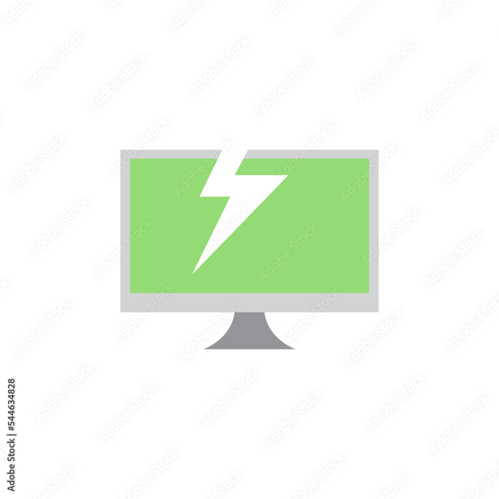 Poster broken computer icon in color, isolated on white background