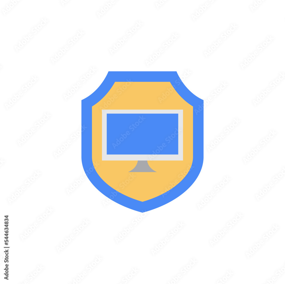 Poster computing security icon in color, isolated on white background