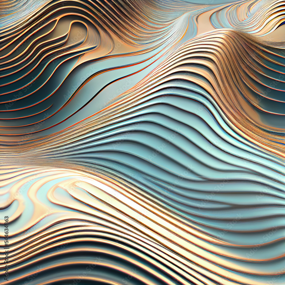 Wall mural undulating curved sound wave pattern