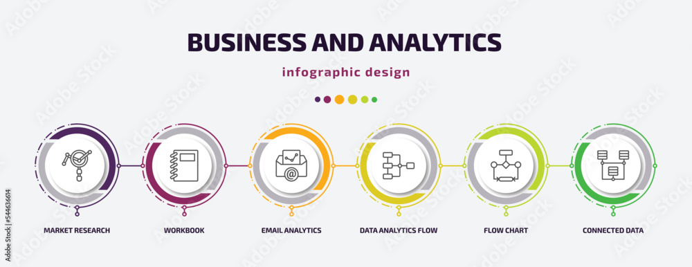 Poster business and analytics infographic template with icons and 6 step or option. business and analytics 