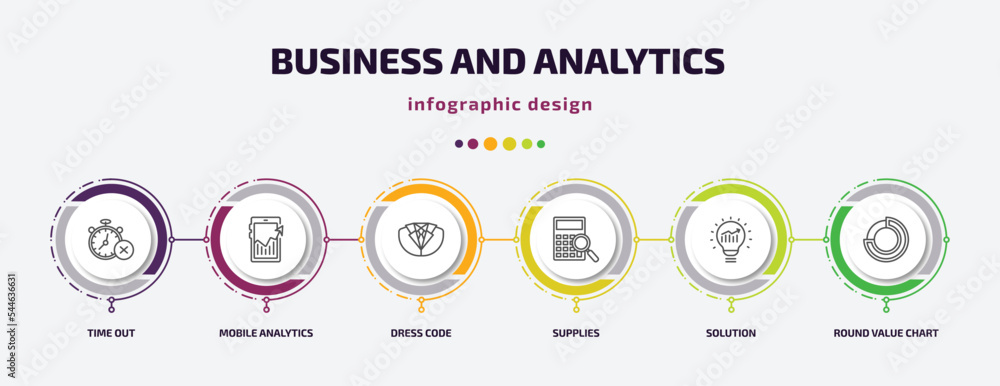 Poster business and analytics infographic template with icons and 6 step or option. business and analytics 