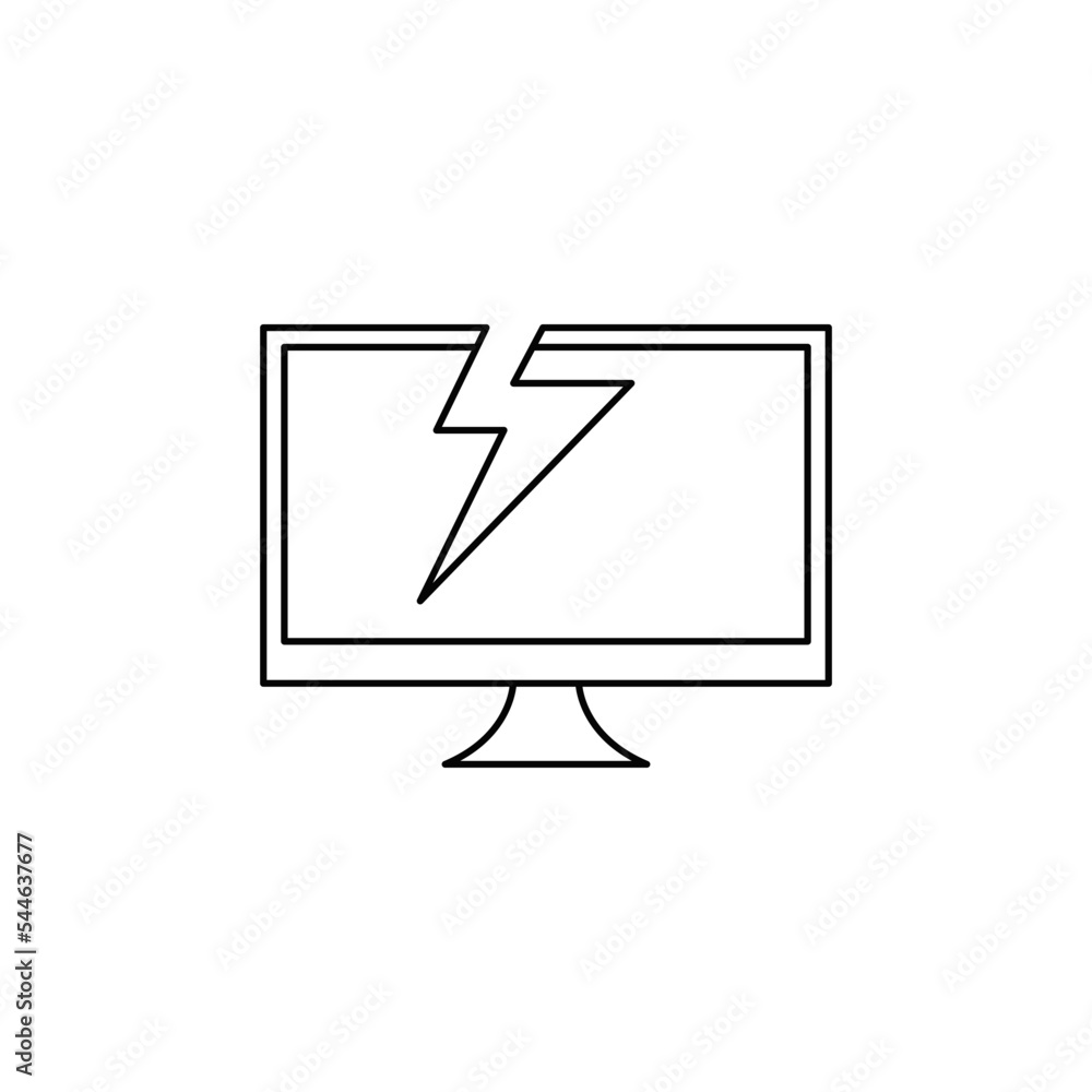 Poster broken computer icon in line style icon, isolated on white background