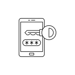 Mobile banking password icon in line style icon, isolated on white background