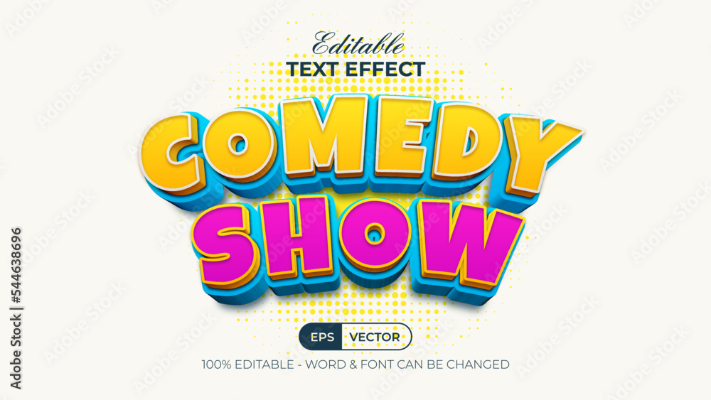 Aufkleber comedy show text effect style. editable text effect.