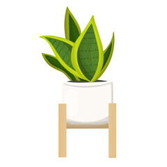 Urban jungle, trendy home decor with plant illustration, tropical leaves in stylish in pot