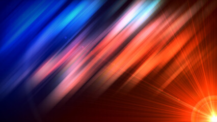 Abstract Dark Blue And Brown Shiny Blurry Slanted Light Streaks With Optical Lens Flare Light Burst Background