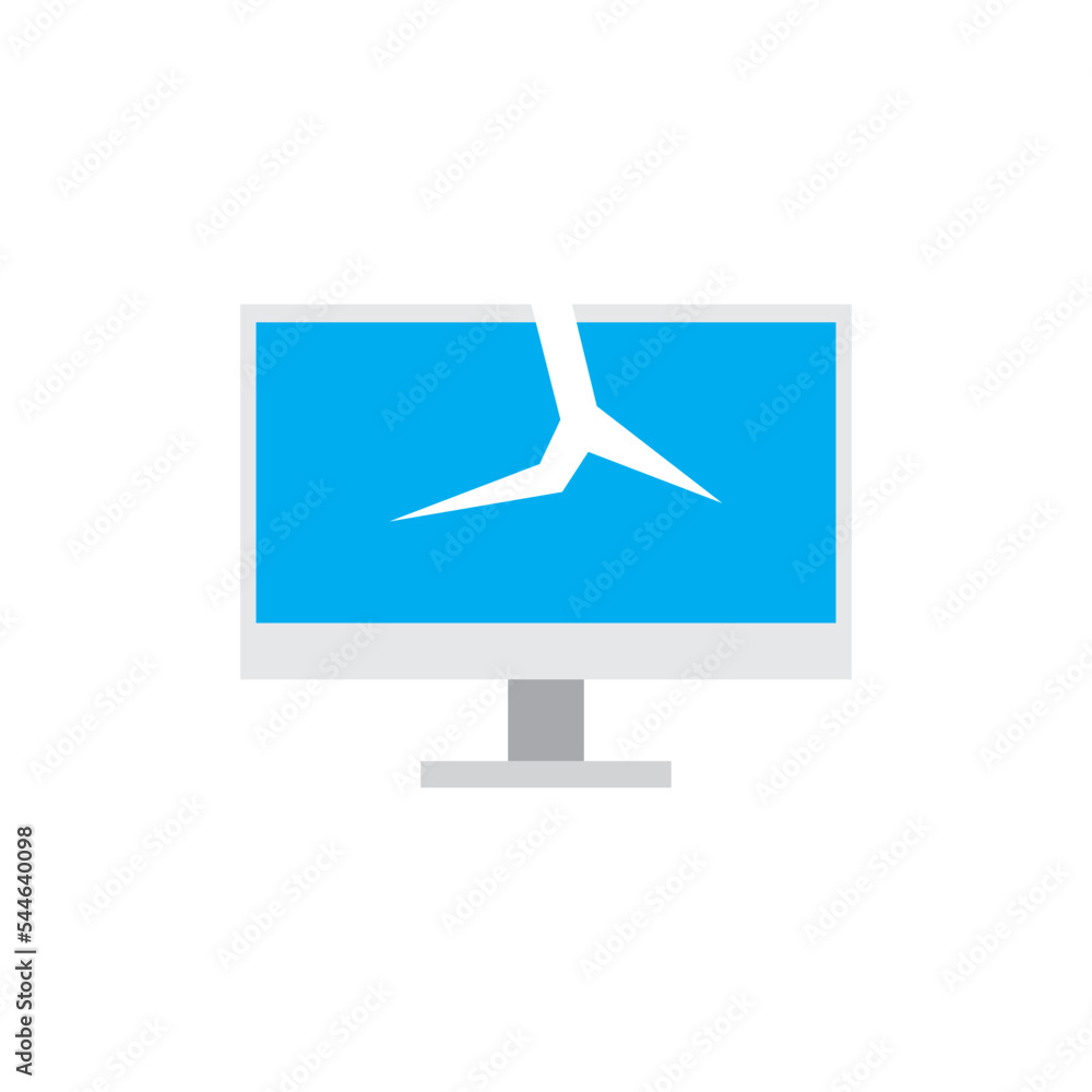 Poster broken computer icon in color, isolated on white background