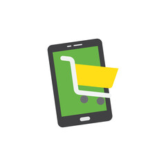 Obraz na płótnie Canvas Mobile ecommerce icon in color, isolated on white background 