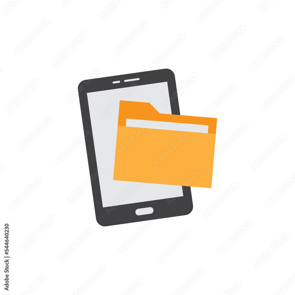 Aufkleber mobile sharing file folder icon in color, isolated on white background