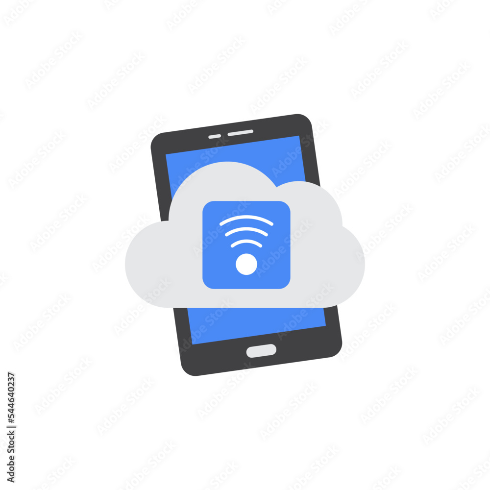 Poster mobile wifi cloud computing icon in color, isolated on white background