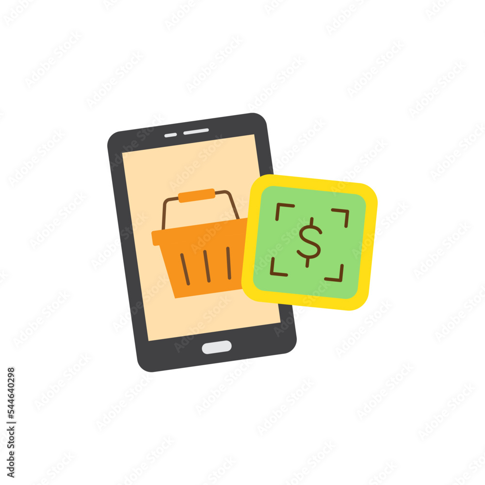 Poster qr code mobile payment icon in color, isolated on white background