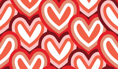 Abstract Hand Drawn Hearts Diagonal Pattern Cute Stylish Trendy Fashion Colors Perfect for Allover Fabric Print or Wrapping Paper