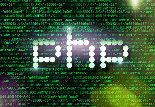 word php on background computer screen with rain code